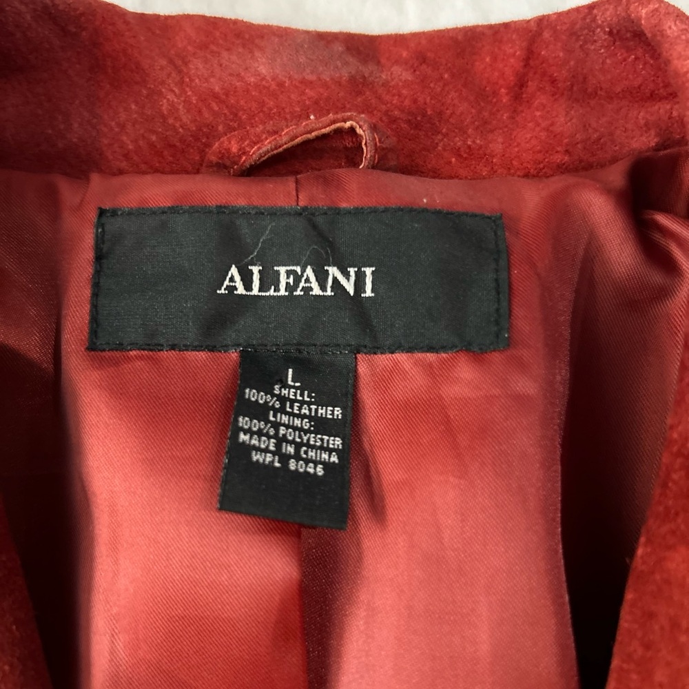 VINTAGE Alfani Suede Leather Blazer Jacket Brick L - Picture 4 of 14